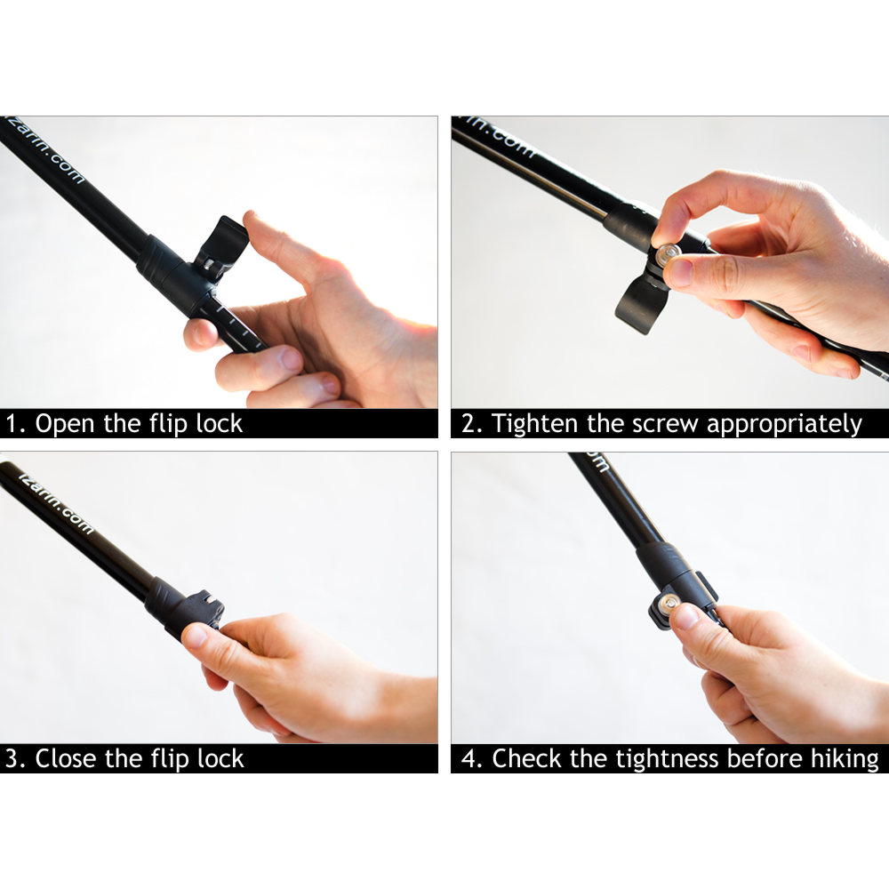 Instructions on how to safely adjust your Nordic walking sticks