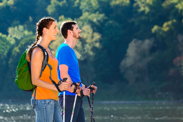 Male and Female Nordic Walkers